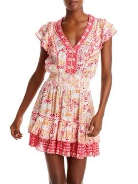 Poupette St. Barth Camila Floral Border Print Mini Dress